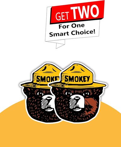 WSQ 2-Pack Smokey Firefighting Awareness Vinyl Sticker Decal - 4.74x4.85 Inches - for Car Truck SUV Van Window Bumper Wall Laptop Tablet Cup Tumbler and Any Smooth Surface in Kuwait