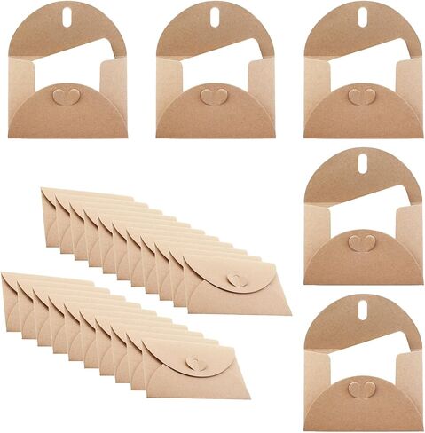 MEETOOT Mini Envelope Set, Including Blank Cards, 4.1x2.8Inches, Cute Kraft Paper Gift Card Envelopes with Heart-Shaped Clasp, for Wedding Party Favors, Greeting Card Mailing in Saudi Arabia
