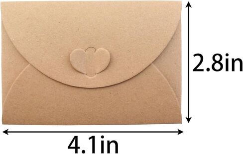 MEETOOT Mini Envelope Set, Including Blank Cards, 4.1x2.8Inches, Cute Kraft Paper Gift Card Envelopes with Heart-Shaped Clasp, for Wedding Party Favors, Greeting Card Mailing in Saudi Arabia
