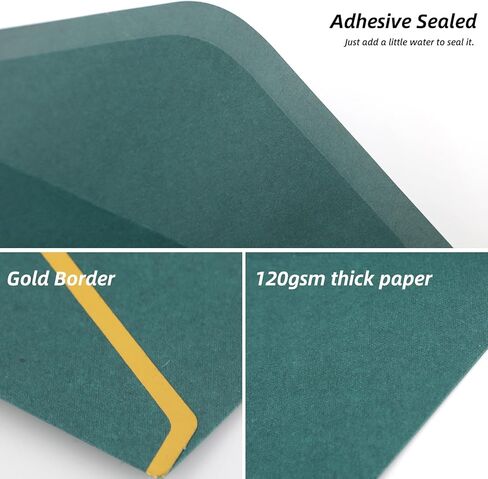 30 Pack #10 Business Envelopes with Gold Border V-Flap and 30 Pcs Stickers, 4 1/8 x 9 1/2 Inches Dark Green Self Seal Standard Envelopes for Office Letters Checks Invoices Invitation Wedding in Saudi Arabia