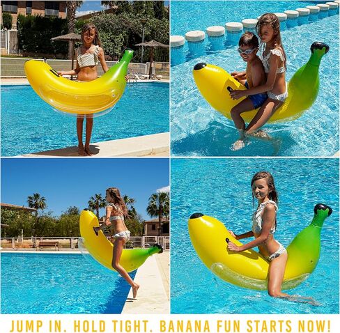 Banana Inflatable Pool Floats Kids, Ride On Kid Pool Float, Funny Pool Inflatables for Kids, Fun Pool Floats for Beach, Lake 1-2 Person Large Pool Float Party Decoration Cool Pool Floats in Kuwait