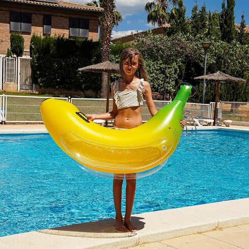 Banana Inflatable Pool Floats Kids, Ride On Kid Pool Float, Funny Pool Inflatables for Kids, Fun Pool Floats for Beach, Lake 1-2 Person Large Pool Float Party Decoration Cool Pool Floats in Kuwait