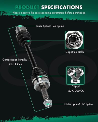 SCITOO Front Right CV Axle Drive Shaft Assembly Fit For Hyundai For Veloster 1.6L l4 2013-2017,For Kia Forte 1.6L l4 2014-2016,For Kia Forte5 1.6L l4 2014-2016 NCV37042 MT in Kuwait