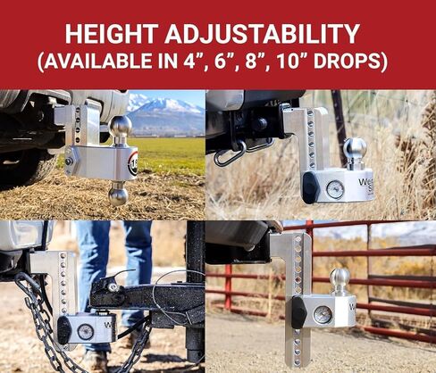 WS8-2.5-KA Adjustable Trailer Hitch Ball Mount - 8" Drop Hitch for 2.5" Receiver w/ 2 pc Keyed Alike Lock Set, Premium Aluminum Trailer Tow Hitch w/ Built in Weight Scale for Anti Sway, 18,500 lbs GTW in Kuwait