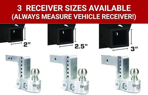WS8-2.5-KA Adjustable Trailer Hitch Ball Mount - 8" Drop Hitch for 2.5" Receiver w/ 2 pc Keyed Alike Lock Set, Premium Aluminum Trailer Tow Hitch w/ Built in Weight Scale for Anti Sway, 18,500 lbs GTW in Kuwait