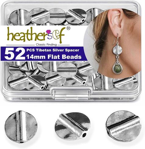 Copper Heart Flat Bead Jewelry 76Pcs Spacer Beads Kit Jewelry Findings Beading Assortment DIY Accessories for Bracelet Necklace Jewelry Making 9mm in Saudi Arabia