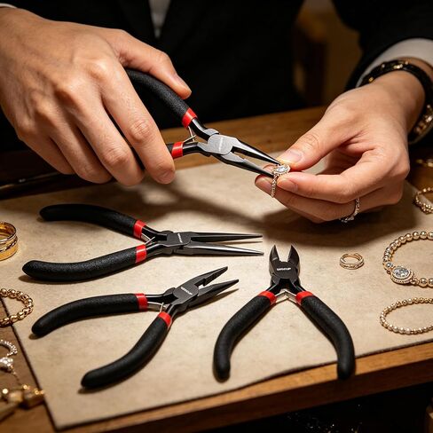 WISEUP 3 Pcs Mini Pliers Set - Needle/Chain Nose, Long Nose and Wire Cutters for DIY Craft，Repair ，Wire Wrapping & Electronic Devices in Saudi Arabia