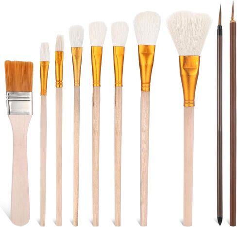 10Pcs Paintbrushes for Pottery Glaze Brushes for Glazing Mop Brushes for Ceramics Clay Glaze Brush Pottery Mop Paint Brush for Acrylic Painting Watercolor Hake Clay in Kuwait