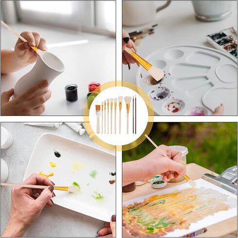 10Pcs Paintbrushes for Pottery Glaze Brushes for Glazing Mop Brushes for Ceramics Clay Glaze Brush Pottery Mop Paint Brush for Acrylic Painting Watercolor Hake Clay in Kuwait