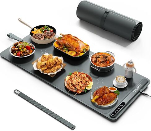 Electric Warming Tray - Full Surface Heating,Rollable & Portable,Premium Silicone Nano-Material,3 Temperature Settings,Auto Shut-Off -Versatile Food Warmer for Gatherings,Parties,Everyday Use in Saudi Arabia