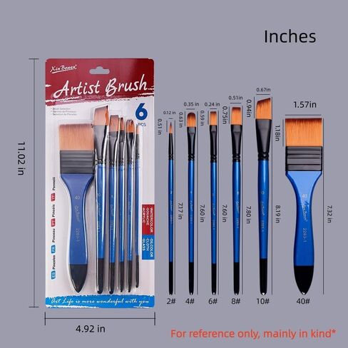 Paint Brush Set, 6 Pcs Nylon Hair Artist Brushes with Assorted Shapes, Multi-Purpose Art Brushes for Acrylic, Watercolor & Oil Painting, Ideal for Craft & Graffiti in Kuwait