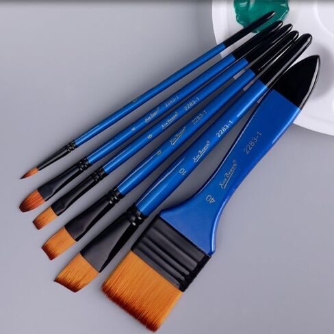 Paint Brush Set, 6 Pcs Nylon Hair Artist Brushes with Assorted Shapes, Multi-Purpose Art Brushes for Acrylic, Watercolor & Oil Painting, Ideal for Craft & Graffiti in Kuwait