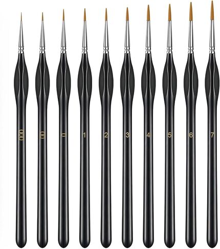 10Pcs Micro Paint Brushes Set with Triangular Handles, for Acrylic, Watercolor, Crafts, Models in Saudi Arabia