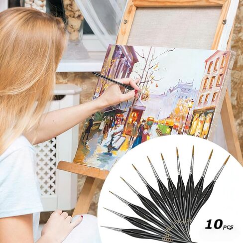10Pcs Micro Paint Brushes Set with Triangular Handles, for Acrylic, Watercolor, Crafts, Models in Saudi Arabia