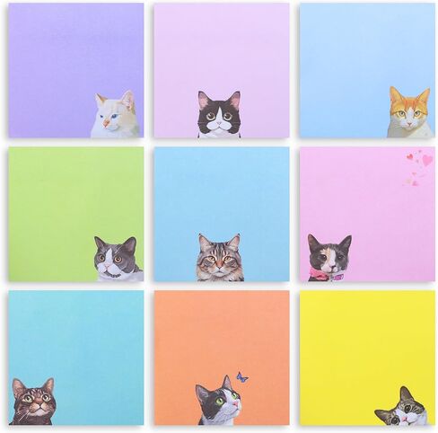6 Pads Cat Themed Sticky Notes, 3x3 Cute Fun Black Cat Stationery Gifts for Women & Cat Lovers, Colorful Lined Self-Stick Memo Pads for Office & Home in Saudi Arabia