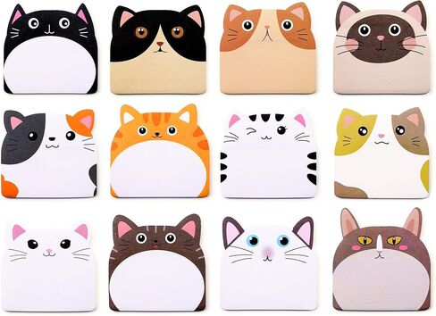 6 Pads Cat Themed Sticky Notes, 3x3 Cute Fun Black Cat Stationery Gifts for Women & Cat Lovers, Colorful Lined Self-Stick Memo Pads for Office & Home in Saudi Arabia
