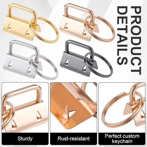 OIIKI 20 Pack Key Fob Hardware, Wristlet Keyfob Hardware Set with Split Rings, 25mm Keychain Clamp for Wristlets Key Lanyards Webbing Leash- 4 Colors in Kuwait