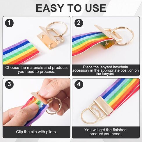 OIIKI 20 Pack Key Fob Hardware, Wristlet Keyfob Hardware Set with Split Rings, 25mm Keychain Clamp for Wristlets Key Lanyards Webbing Leash- 4 Colors in Kuwait