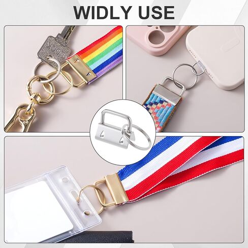 OIIKI 20 Pack Key Fob Hardware, Wristlet Keyfob Hardware Set with Split Rings, 25mm Keychain Clamp for Wristlets Key Lanyards Webbing Leash- 4 Colors in Kuwait