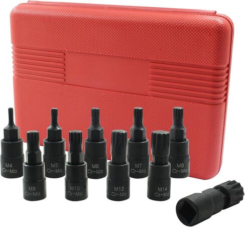Triple Square Spline Bit Socket Set, 10pc M4-M16, 3/8" Drive, Cr-Mo Steel, Storage Case in Kuwait
