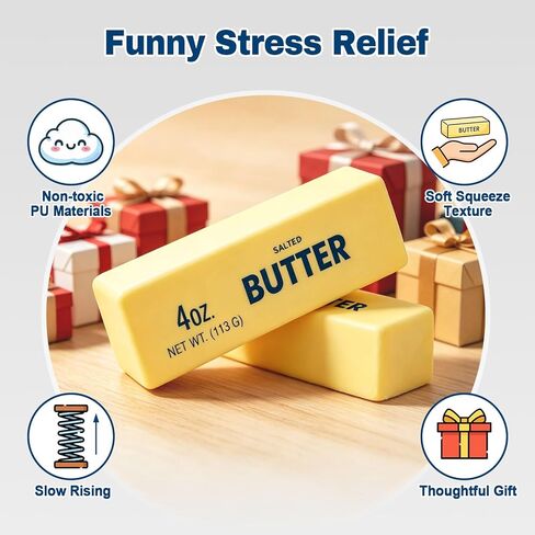 2pcs Butter Squishy Toy, Soft Slow Rising Butter Squeeze Fidget Toy, Portable Stress Relief Sensory Gifts for Teens Adults in Saudi Arabia
