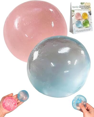 Coconut Oil Squishy Stress Sugar Balls Non-Rebounding Gel Jelly Crunchy Squish Ball Handmade Moldable Sensory Anxiety Reliever Slow Rising Squishies Improving Focus Fidget Squeeze Toy(2MIXD,1.6in) in Saudi Arabia