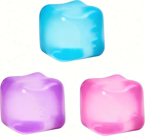 Nice Stress Cube 3Pack, Squishy Fidget Toy Cubes,Slow Rising Squeeze Cube Balls, Non-Sticky Desk Toy for Relaxation & Focus for Adults, 2 Blue & 1 Pink in Saudi Arabia