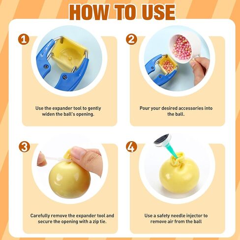24 Pcs DIY Stress Ball Making Kit, Colorful Blank Stress Pressure Ball Skin Kit with Vacuum Evacuating Device & Expander Tool Make Your Own Fidget Pressure Balls for Adults(5 Colors) in Saudi Arabia