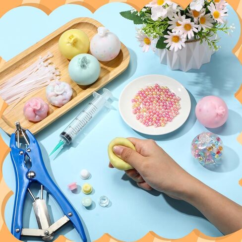 24 Pcs DIY Stress Ball Making Kit, Colorful Blank Stress Pressure Ball Skin Kit with Vacuum Evacuating Device & Expander Tool Make Your Own Fidget Pressure Balls for Adults(5 Colors) in Saudi Arabia