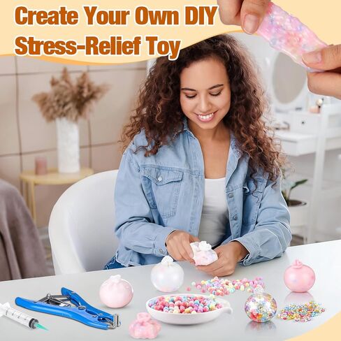 24 Pcs DIY Stress Ball Making Kit, Colorful Blank Stress Pressure Ball Skin Kit with Vacuum Evacuating Device & Expander Tool Make Your Own Fidget Pressure Balls for Adults(5 Colors) in Saudi Arabia