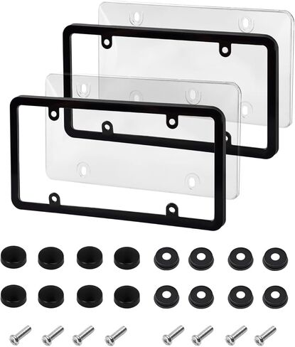 License Plate Holder & Frames, 2 Pack License Plate Protector, ABS Car Front/Rear License Plate Frame with Screws Caps, Fit Any Standard US Plates（ Transparency ） in Saudi Arabia
