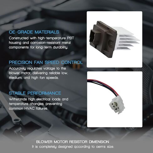 HVAC Blower Motor Resistor with Wire Harness Compatible with Hyundai Elantra Entourage Santa Fe Tiburon Replacement for Kia Amanti Sedona Sorento Relpace 972351E000, JA1794 in Saudi Arabia