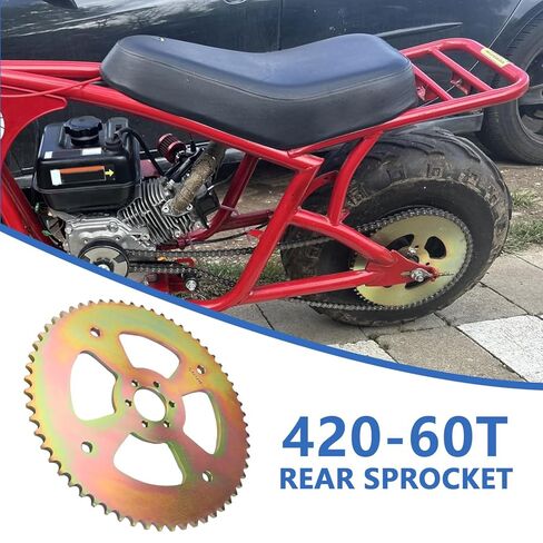 60T High Torque Rear Chain with 6 Hole 37mm Bore Sprocket # 40/41/420 Replacement for Coleman CT100U CC100X for Mega Moto MMB80 105CC for Motovox MBX10 for Baja Doodle Bug DB30 Mini Bike in Saudi Arabia