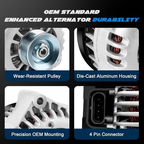 New Alternator Replacement for 2000 2001 2002 2003 2004 2005 Chevy Silverado Suburban Astro Tahoe GMC Sierra Yukon Cadillac 4.3 4.8 5.3 6.0L Replace 8247N 10464451 10480326 15755616 19244728 19244731 in Kuwait