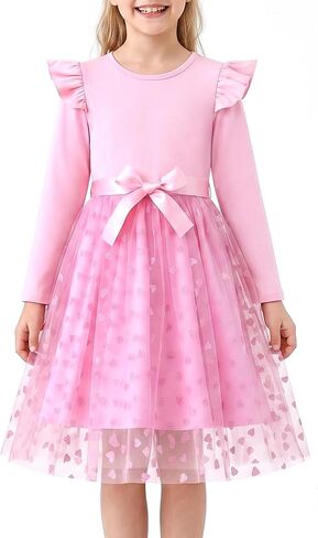 Toddler Little Girls Casual Dresses Short Sleeve Crew Neck Graphic Cartoon Dress for 2-8 Years in Saudi Arabia