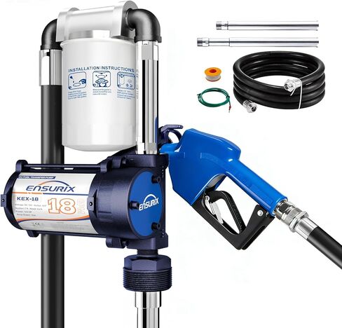 12V Fuel Transfer Pump Kit 18 GPM - Explosion-Proof Gas & Diesel Transfer Pump with Auto Shut-Off Nozzle & Filter - 12 Volt Heavy Duty Fuel Transfer Tank Pump for Tractors, Boats & Job Sites in Saudi Arabia