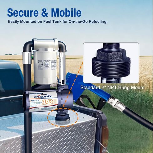 12V Fuel Transfer Pump Kit 18 GPM - Explosion-Proof Gas & Diesel Transfer Pump with Auto Shut-Off Nozzle & Filter - 12 Volt Heavy Duty Fuel Transfer Tank Pump for Tractors, Boats & Job Sites in Saudi Arabia
