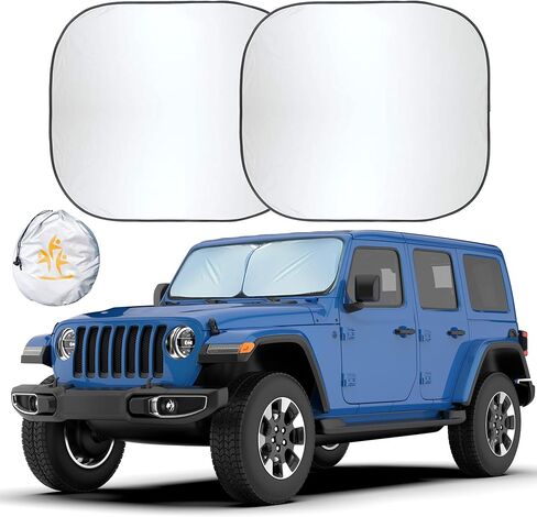EcoNour 2-Piece Car Windshield Sun Shade (Sunflower) | Durable 240T Polyester Sun Shield for Front Window Protection | Foldable Automotive Interior Accessories for UV Protection | Medium (28" x 31") in Saudi Arabia