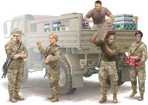 Trumpeter Modern US Soldiers Logistics Supply Team Figure Set, Scale 1/35, 5-Pack in Kuwait