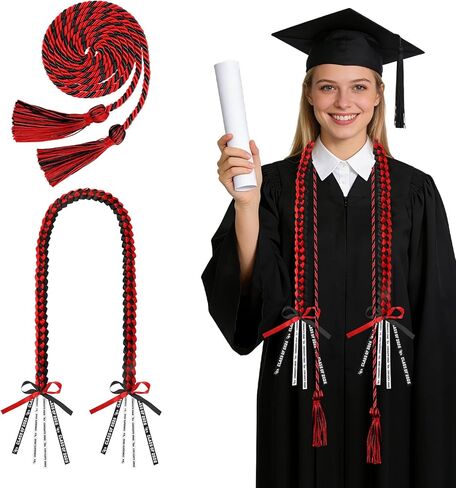 2 PCS Graduation Leis 2026 Graduation Cords Set Green White Graduations Necklace Class of 2026 Honor Cord, Braided Grad Accessories Gifts for Women Men, Ribbon Lei Grad Party Favors in Saudi Arabia