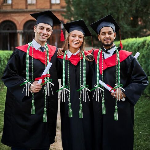 2 PCS Graduation Leis 2026 Graduation Cords Set Green White Graduations Necklace Class of 2026 Honor Cord, Braided Grad Accessories Gifts for Women Men, Ribbon Lei Grad Party Favors in Saudi Arabia