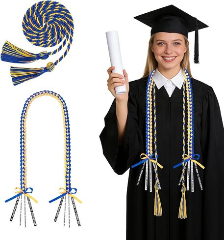2 PCS Graduation Leis 2026 Graduation Cords Set Green White Graduations Necklace Class of 2026 Honor Cord, Braided Grad Accessories Gifts for Women Men, Ribbon Lei Grad Party Favors in Saudi Arabia