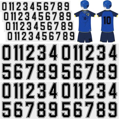 Glenmal 88 Sheets 968 Pcs Iron on Numbers for Jersey T-Shirt Heat Transfer Numbers 0-9 for Fabric Clothing Sports Jersey Helmet Football Basketball Baseball DIY Team Uniform (White) in Kuwait