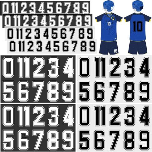 Glenmal 88 Sheets 968 Pcs Iron on Numbers for Jersey T-Shirt Heat Transfer Numbers 0-9 for Fabric Clothing Sports Jersey Helmet Football Basketball Baseball DIY Team Uniform (White) in Kuwait