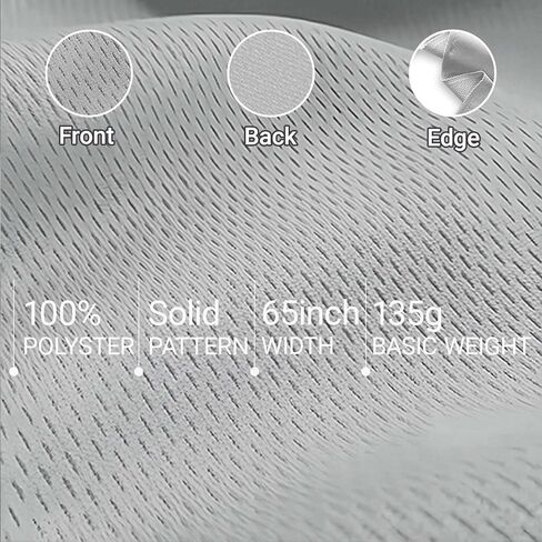 Q&J Fabric Co. 65'' Wide Pro Mesh Medium Weight 1 Yards Jersey Fabric by The Yard Grey, Air Hole Quick Drying Athletic Mesh Fabric Breathable for Sewing T-Shirt Soccer Basketball Uniforms in Saudi Arabia
