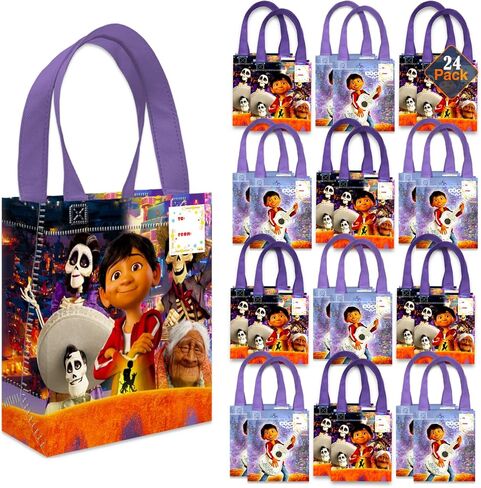 Coco Party Favor Bags Set – 24 Pack 8" Disney Goodie Bags for Kids Bulk Reusable Mini Totes | Disney Coco Birthday Party Supplies in Kuwait