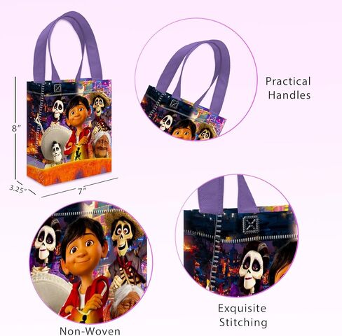 Coco Party Favor Bags Set – 24 Pack 8" Disney Goodie Bags for Kids Bulk Reusable Mini Totes | Disney Coco Birthday Party Supplies in Kuwait