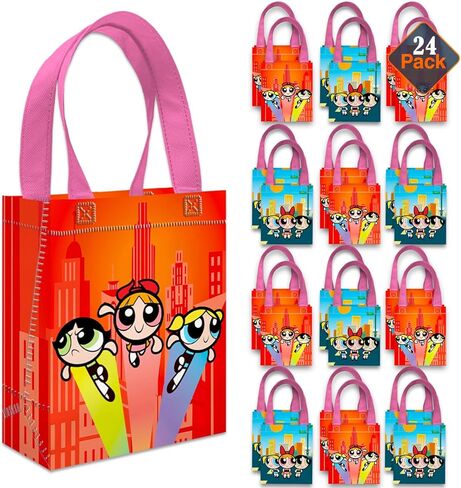 Powerpuff Girls Party Favor Bags Set – 24 Pack of 8" Goodie Bags for Kids Bulk Reusable Mini Totes | Powerpuff Girls Birthday Party Supplies in Saudi Arabia