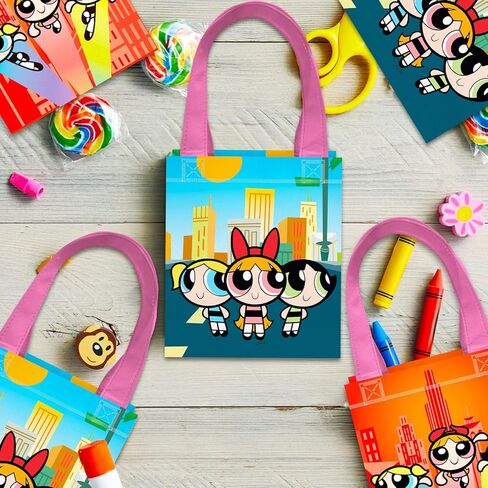 Powerpuff Girls Party Favor Bags Set – 24 Pack of 8" Goodie Bags for Kids Bulk Reusable Mini Totes | Powerpuff Girls Birthday Party Supplies in Saudi Arabia