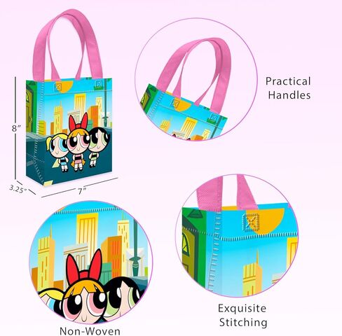 Powerpuff Girls Party Favor Bags Set – 24 Pack of 8" Goodie Bags for Kids Bulk Reusable Mini Totes | Powerpuff Girls Birthday Party Supplies in Saudi Arabia